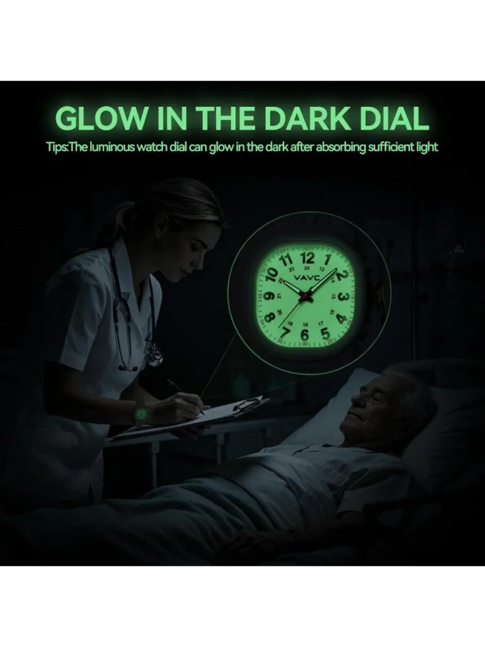 Waterproof Medical Watch for Nurses & Students - Luminous, Easy Read Dial